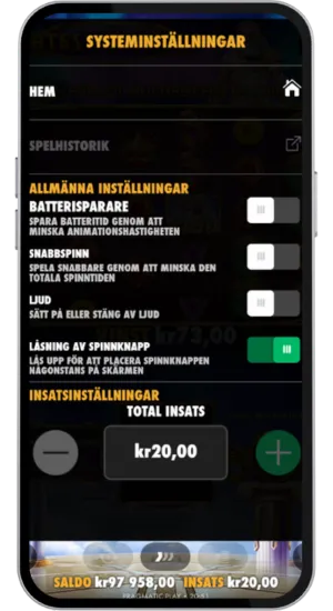 Systeminställningar för spelets funktioner
